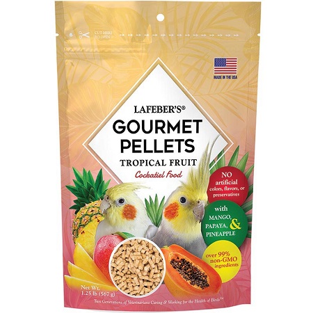Lafeber's Cockatiel Tropical Fruit Gourmet Pellets, only fruit pellet made exclusively with the natural taste of fruit