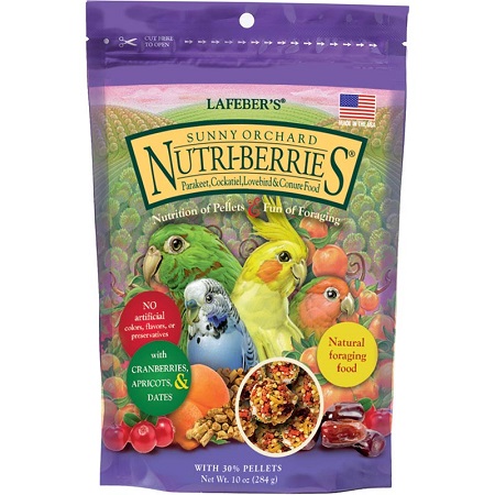 Sunny Orchard Nutri-Berries for Cockatiels 10oz-Non-GMO formula-Bird Food-Glamorous Gouldians
