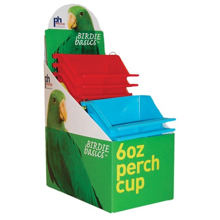 Prevue Pet 1265 - 6oz Plastic High Back Coop Cup with metal hooks - Cage Accessory - Finch and Canary Supplies